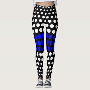 Blau-Weiß-Polka-Dot-Muster Leggings