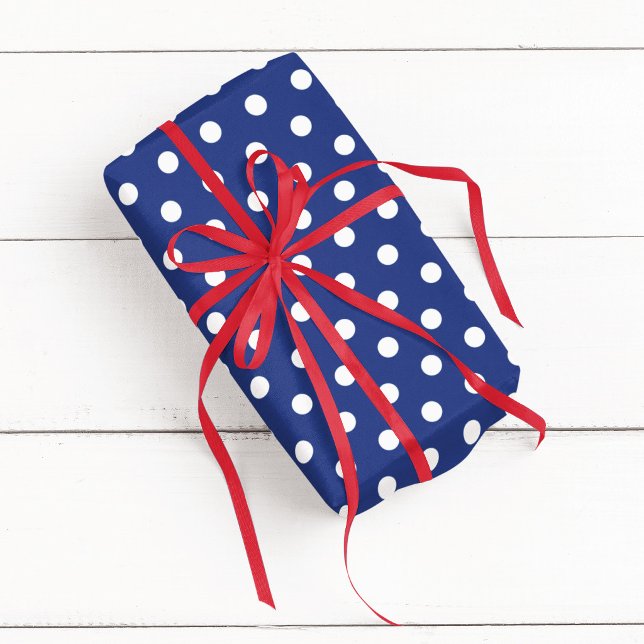 Blau-Weiß-Punktmuster Geschenkpapier (Blue and White Polka Dot Wrapping Paper)
