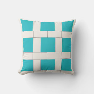 Blau-Weiß-Quadrat-Muster Kissen
