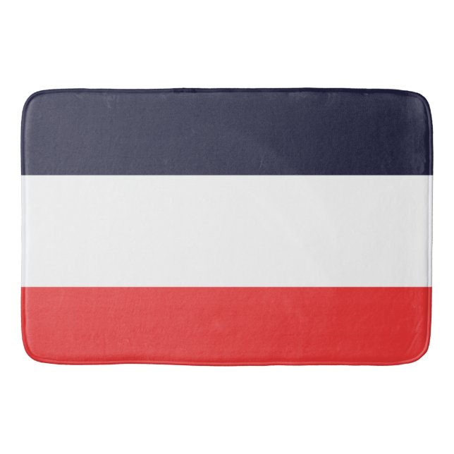 Blau Weiß & Rot gestreift Badematte (Vorderseite)
