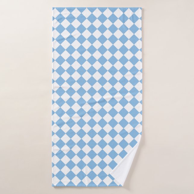 Blau-Weiß-Schachbrett Diamant-Muster Badehandtuch (Badehandtuch)