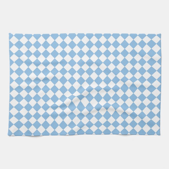 Blau-Weiß-Schachbrett Diamant-Muster Geschirrtuch (Horizontal)