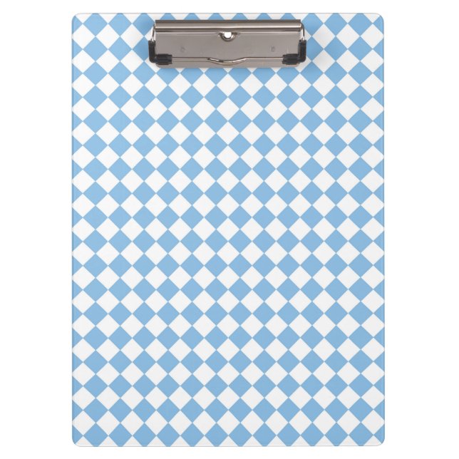 Blau-Weiß-Schachbrett Diamant-Muster Klemmbrett (Vorderseite)