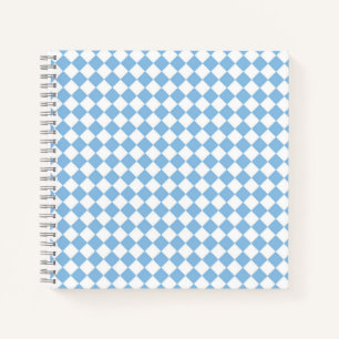 Blau-Weiß-Schachbrett Diamant-Muster Notizbuch