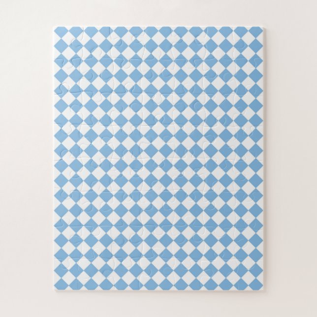 Blau-Weiß-Schachbrett Diamant-Muster Puzzle (Vertikal)