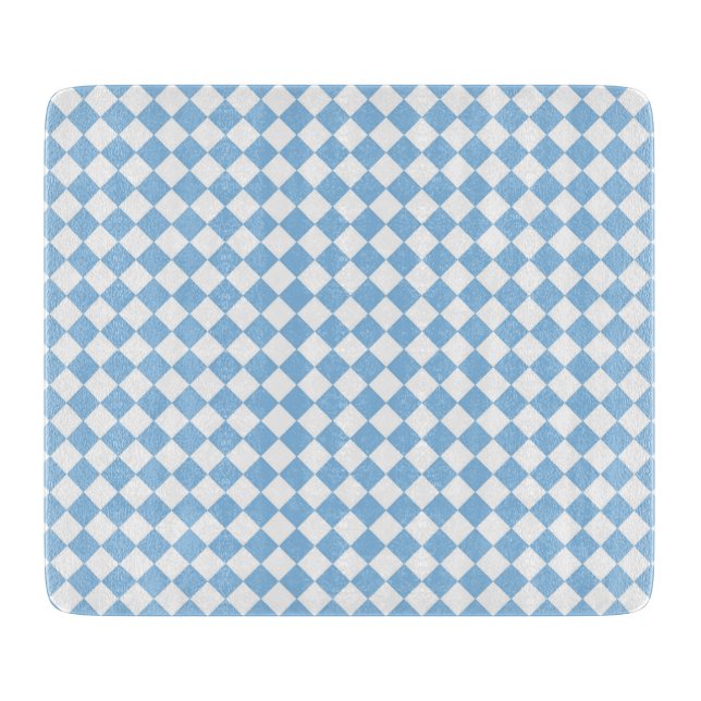 Blau-Weiß-Schachbrett Diamant-Muster Schneidebrett (Vorderseite)