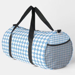 Blau-Weiß-Schachbrett-Diamantmuster groß Duffle Bag