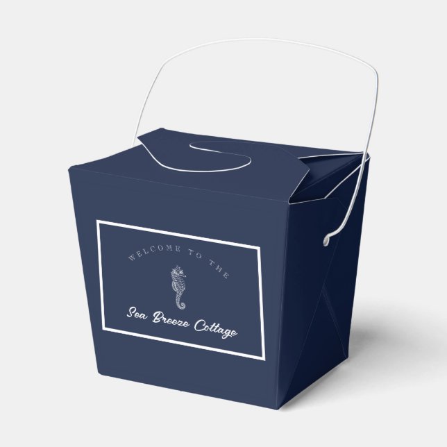 Blau-Weiß-Seepferd Geschenkschachtel (Vorderseite)