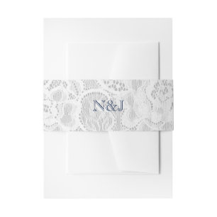 Blau & Weiß Spitze Rustikale einfache elegante Hoc Einladungsbanderole