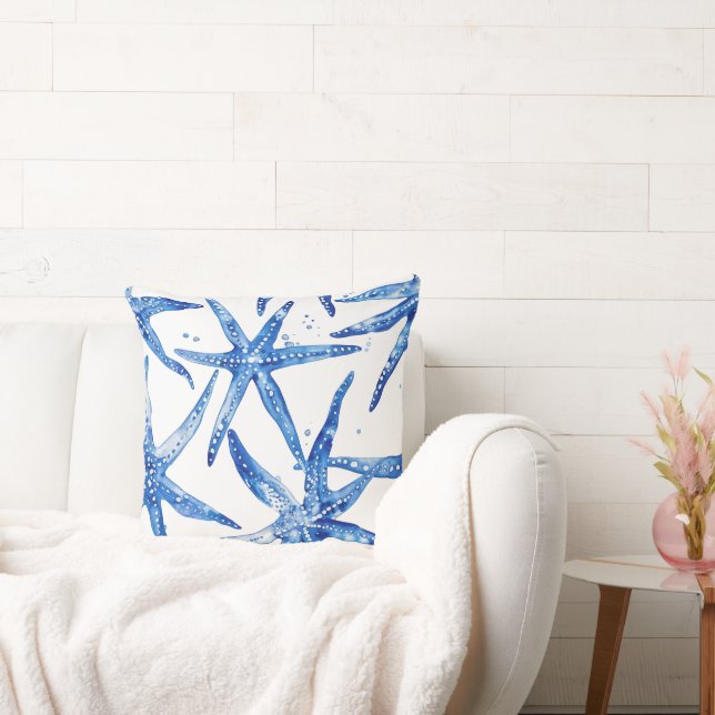 Blau-Weiß-Starfish-Design-Kissen Kissen (Liege)