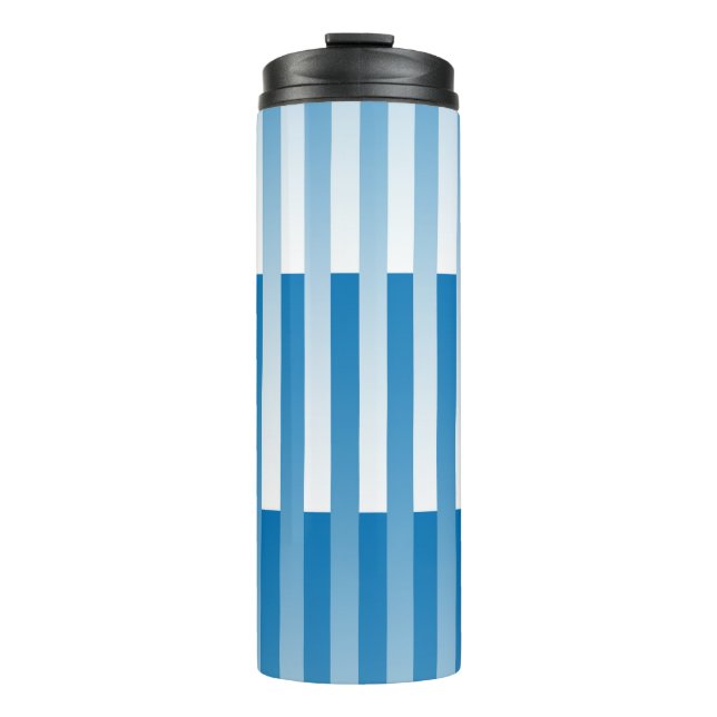 Blau-Weiß-Streifen-Muster Thermosbecher (Vorderseite)