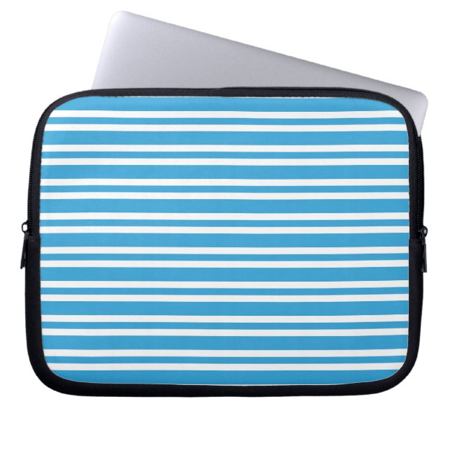 Blau-Weiß-Streifenmuster Laptopschutzhülle (Vorderseite)