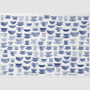 Blau-Weiß-Teacup-Muster Seidenpapier