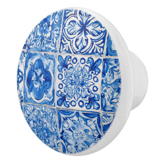 Blau-Weiß-Tile Keramikknauf