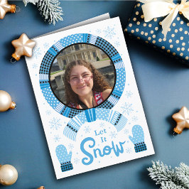 Blau Weiß, um Foto zu schneit Feiertagskarte