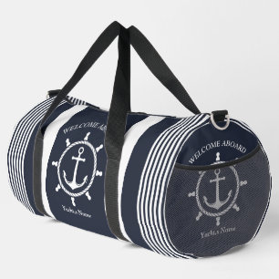 Blau-weiß und blau-weiß gestreift mit Anchor Duffle Bag