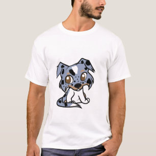 Blau, weiß und braun Cartoon T-Shirt