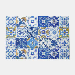 Blau, weiß und gelb im Mittelmeer Fußmatte