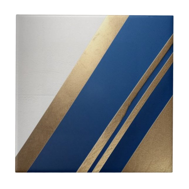 Blau, weiß und goldfarbene Keramik Fliesen (Vorderseite)