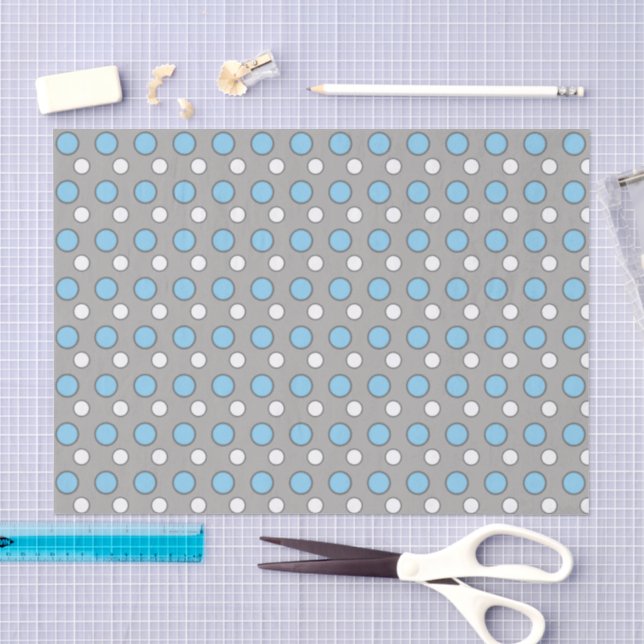 Blau weiß und grau mit Punktmuster Seidenpapier (Handwerk)