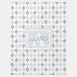 Blau, Weiß und Rosa Personalisiert Fleece Blanket