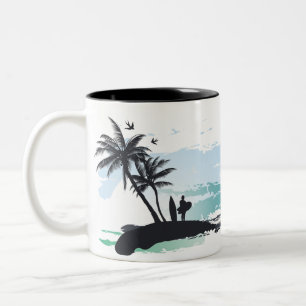 Blau Weiß und Schwarz riechen den Meeressommer Zweifarbige Tasse