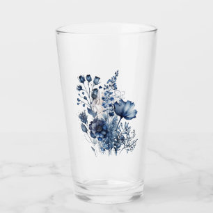 Blau-weiß Wildblumen im Delft-Stil Glas