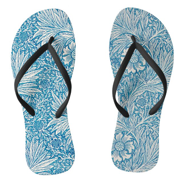 Blau-Weiß-Ziermuster Flip Flops (Fußbett)