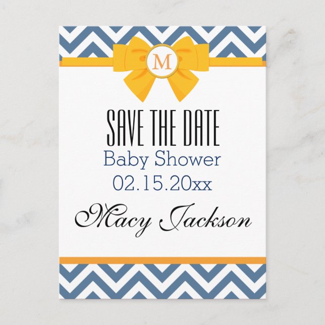 Blau-Weiß Zig Zag Muster Ankündigungspostkarte (Vorderseite)