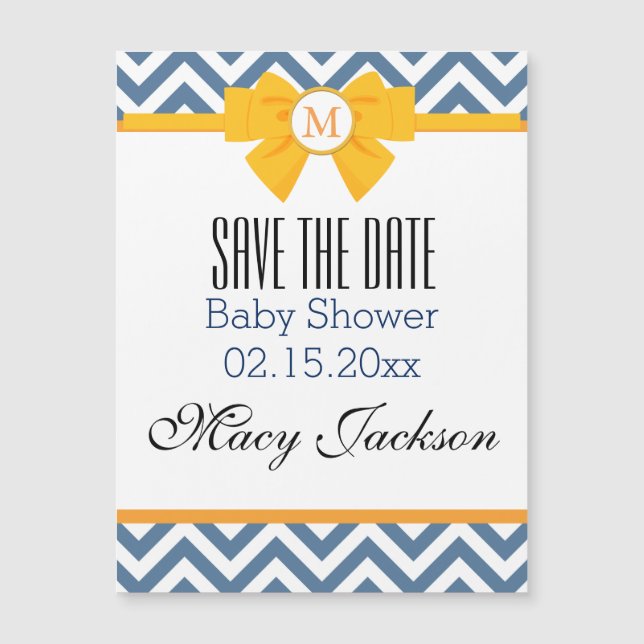 Blau-Weiß Zig Zag Muster Magnetkarte (Vorderseite)