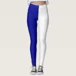 Blau Weiß Zwei-Tone-Split Halbdesign Leggings<br><div class="desc">Blau und Weiß Zwei Tone Farbe gespaltene Halbseiten gestalten Leggings. #colorsplit #leggins #colorsplitegins #twotoneleggins</div>
