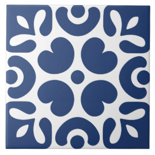 Blau-weiße abstrakte floral geometrische fliese