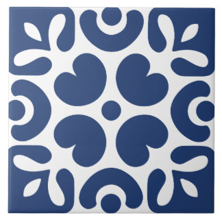 Blau-weiße abstrakte floral geometrische fliese