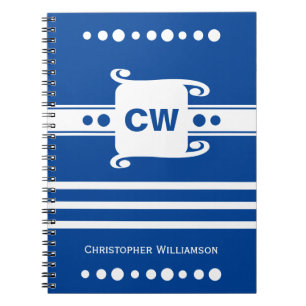 Blau-weiße Additivnamen striped Notizblock