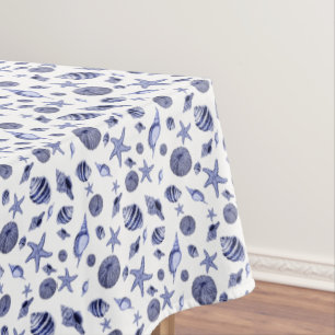 Blau-weiße Allosenschalen Tischdecke