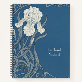 Blau-weiße Art Nouveau Iris Notizbuch