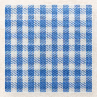 Blau-weiße ausgekleidete Esskleider. Glasuntersetzer