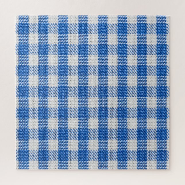 Blau-weiße ausgekleidete Esskleider. Puzzle (Vertikal)