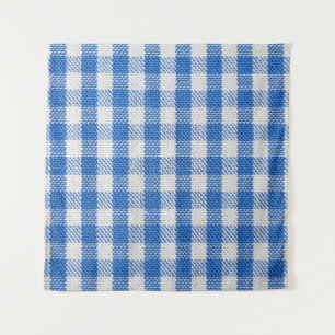 Blau-weiße ausgekleidete Esskleider. Wandteppich