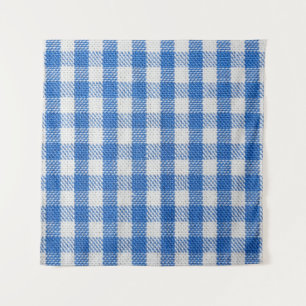 Blau-weiße ausgekleidete Esskleider. Wandteppich