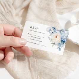 Blau-weiße Blume Hochzeitskarte RSVP Begleitkarte