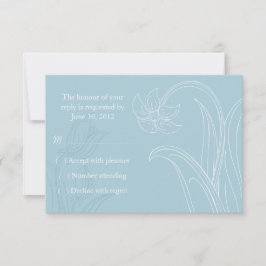 Blau-weiße Blume und Blätter Hochzeitsradarkarte RSVP Karte