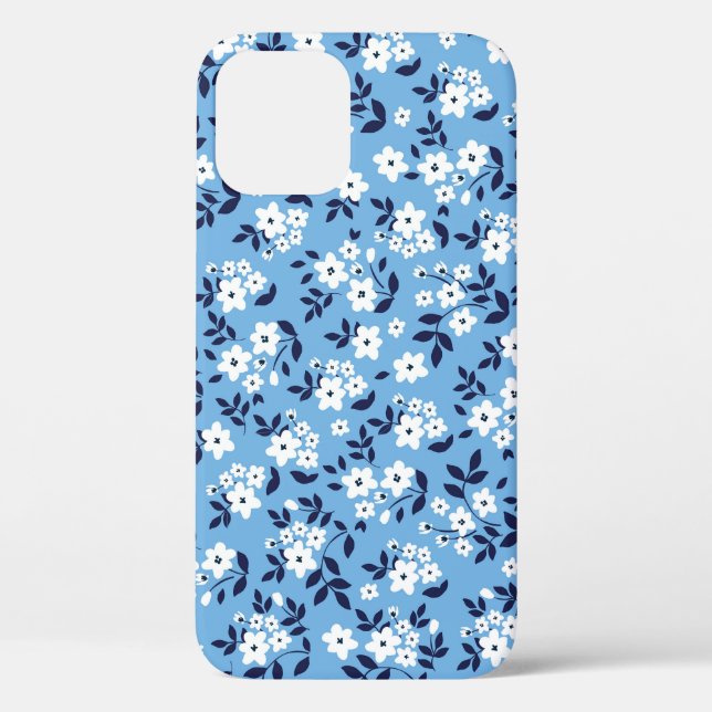Blau, weiße Blume: Vintag Case-Mate iPhone Hülle (Rückseite)