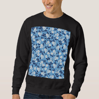 Blau, weiße Blume: Vintag Sweatshirt