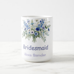 blau weiße Blumen Brautjungfer Name lila modern tr Kaffeetasse