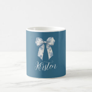 Blau-weiße Blumen-Schleife Kaffeetasse
