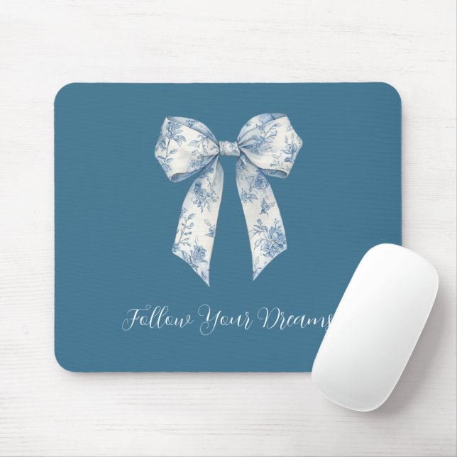 Blau-weiße Blumen-Schleife Mousepad (Mit Mouse)