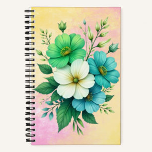 Blau-Weiße Blumenbouquet-57453 Notizbuch