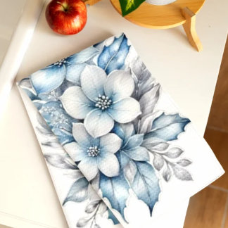 Blau-weiße Blumenküchenhandtuch, Elegantes Blau Geschirrtuch