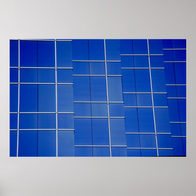 Blau-weiße Blumentextilien Poster (Vorne)